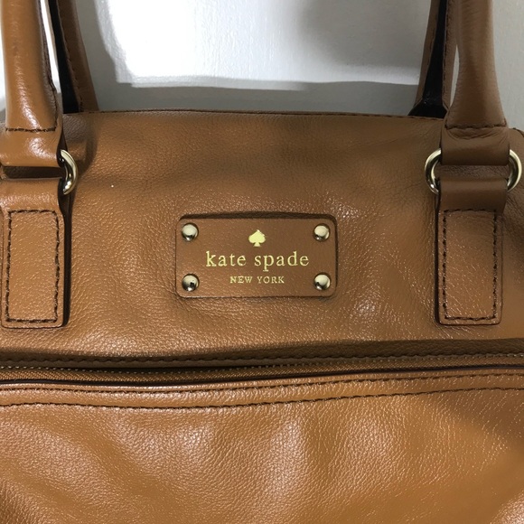 Kate Spade New York Tote Bag Purse Cognac Brown Leather Handbag with dust bag - Picture 2 of 16
